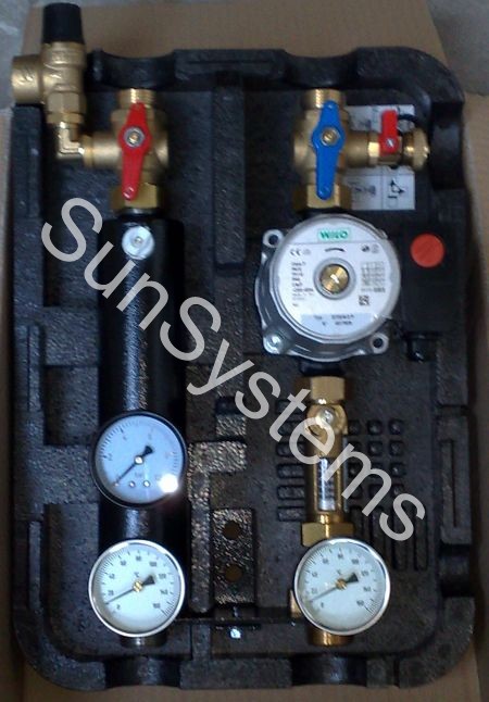 solar pompgroep pomp groep circulatie flowmeter zonneboiler