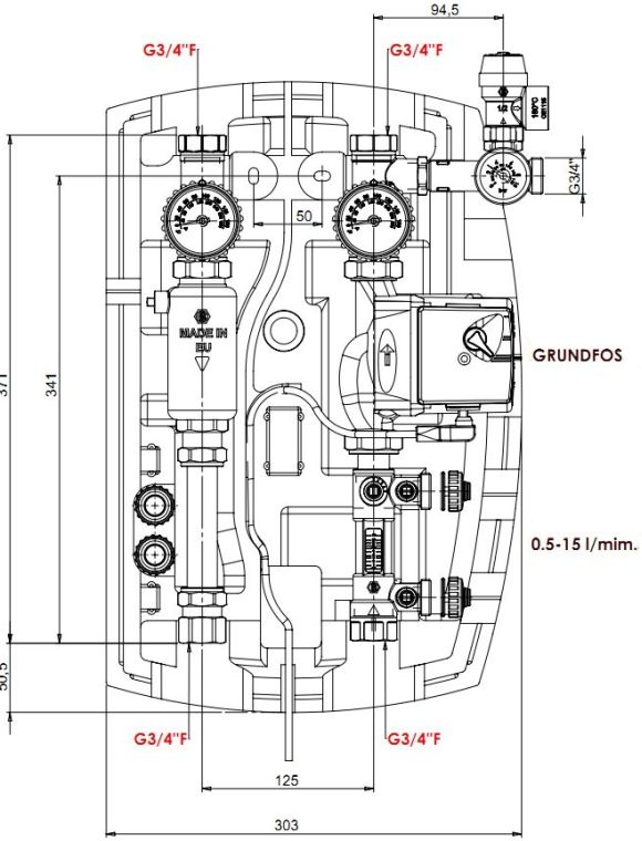 solar pompgroep pomp groep circulatie flowmeter zonneboiler